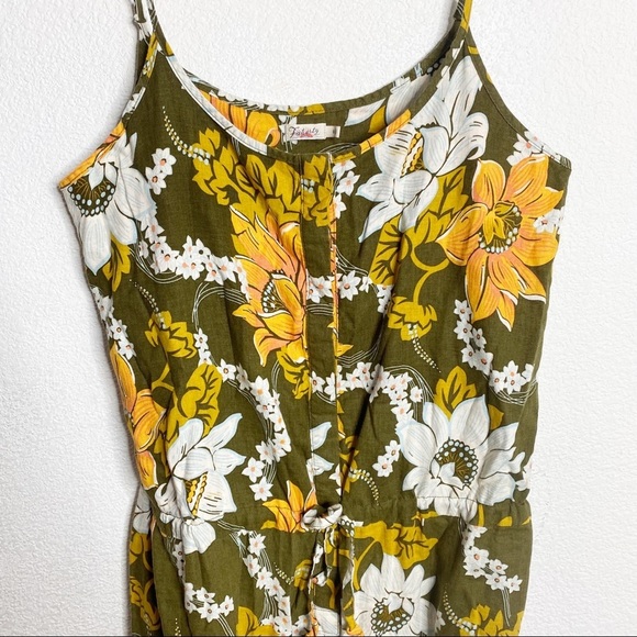Faherty- Leila Olive Tropical Linen Jumpsuit- Size M - Picture 5 of 9